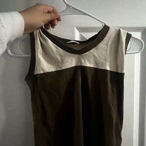 Brandy Melville Brown and Cream Muscle Tee